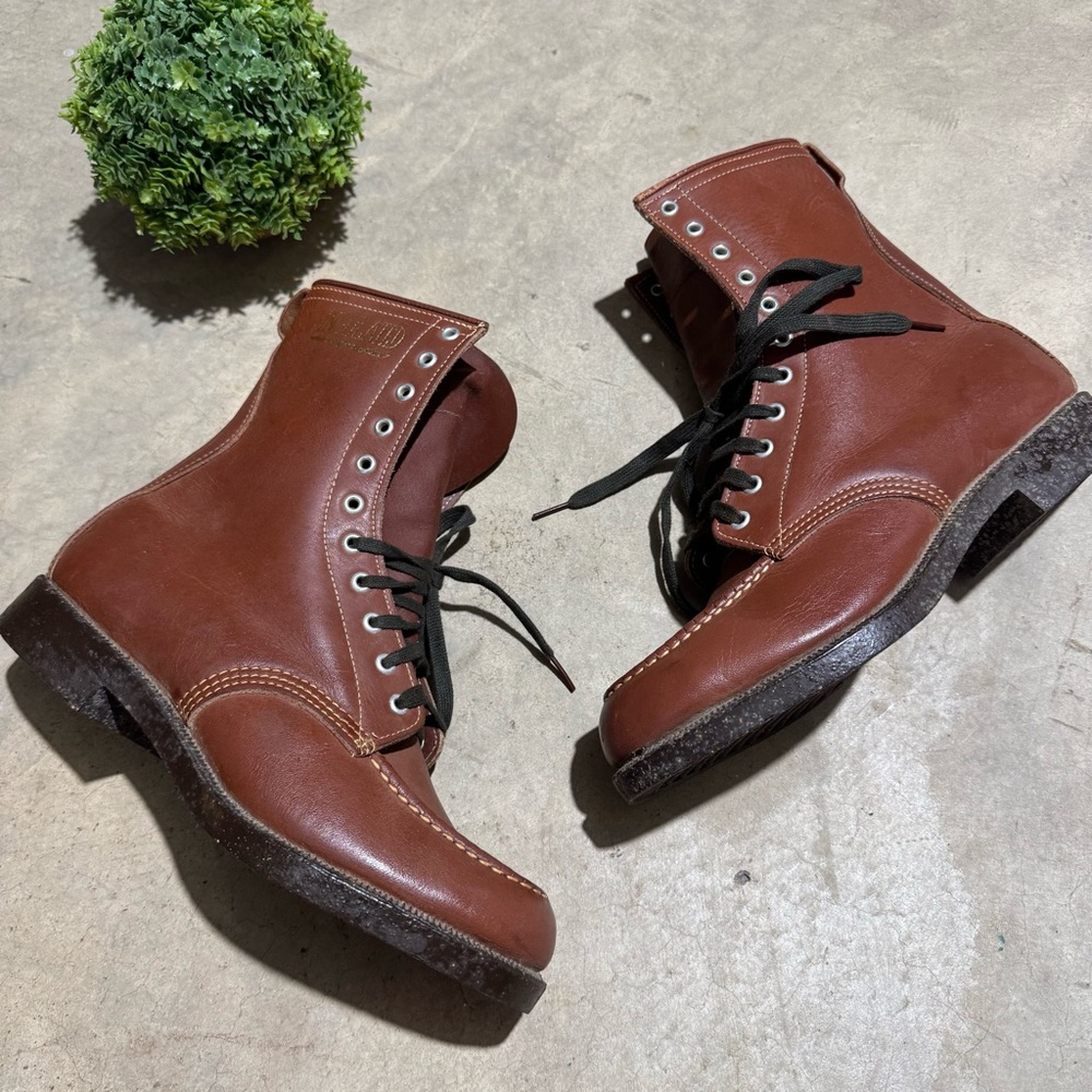 Vintage Brown Leather Lace Up Logger Combat Boots Men Size‎ 7 Insulated Outdoor